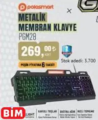 POLOSMART METALİK MEMBRAN KLAVYE PGM28